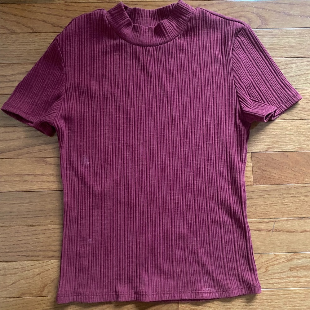 Maroon Mock Neck Tee